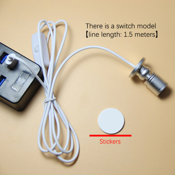 Led USB Spotlight korukaappi Showcase-laskurilamppu Silver White Light