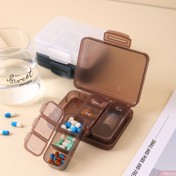 Bärbart case av plast Resor en veckas packfack Brown