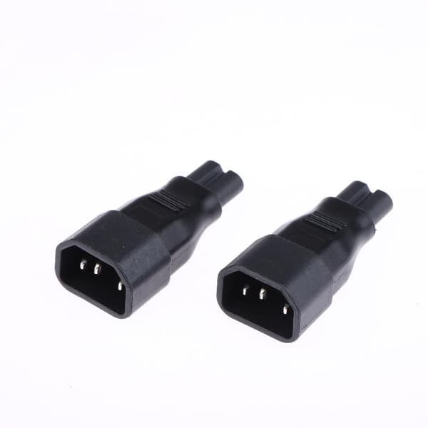 2 stk IEC320 C14 til C7-adapter 3 til 2-pinners AC-omformer strømplugg