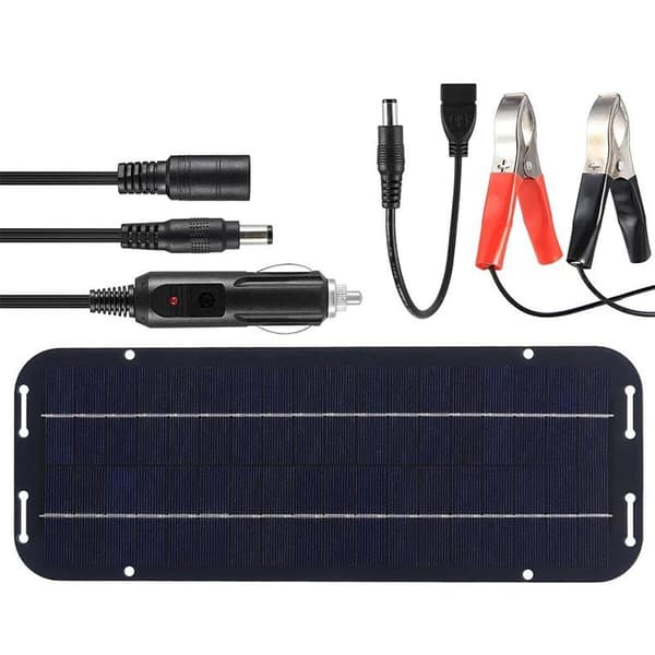 1 sett 40W solcellepanel 6W 6V batteriladersett med klips og U 6W6V