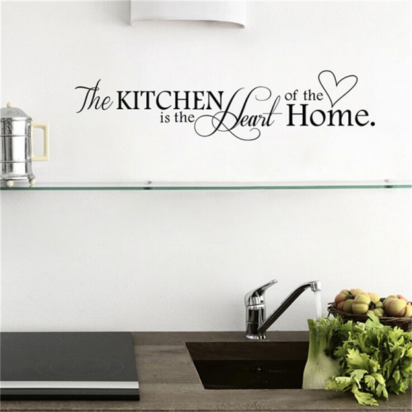 Køkken er hjertet i hjemmet vægklistermærker Citat Aftagelig flise