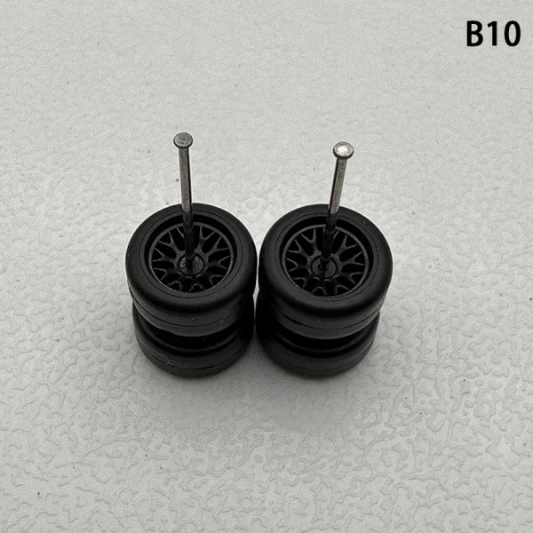 1 Set 1/64 modellbilhjul med gummidäck Modifierade delar Ve B10 fork Black