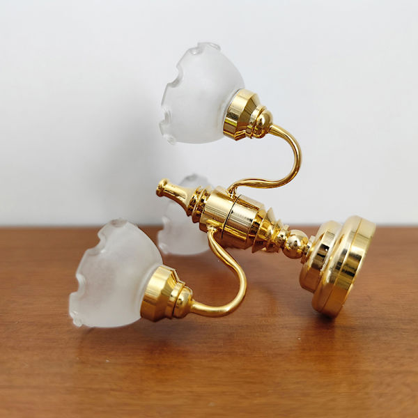 1:12 Dukkehus Miniatyr LED gylden taklampe Lysekronepels