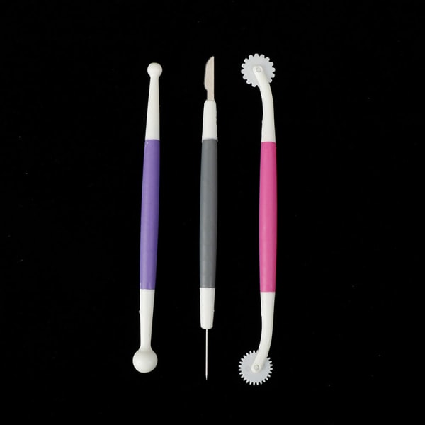 3 stk/sæt Fondant Penne Kage Decor Flower Moing Craft Craft Tool