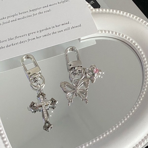 Cross Keychain Creative pyörivä reppuriipus Silver-A8