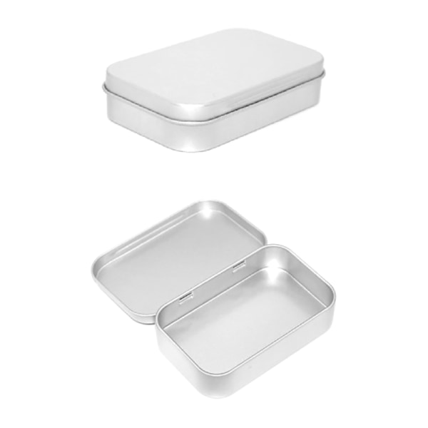 Metall rektangulär tom mini plåtlåda plåt Push Candy Pill C Silver