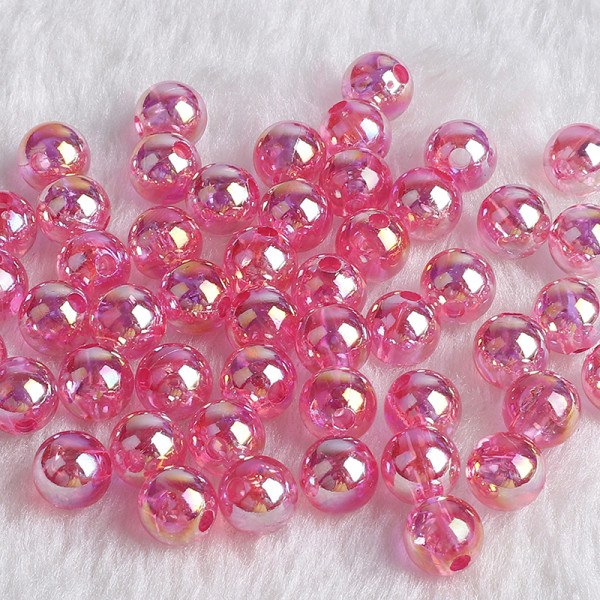 100 stk 6MM Rainbow Candy AB farve runde akryl perler til juvel Dark pink 8MM about50pcs