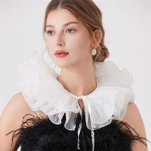 Fransk Elegant Mesh Ruffle Lag Krage Dekorasjon Avtakbar A1