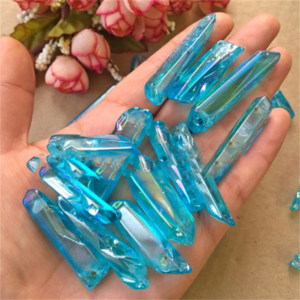 1 STK Blue Rare Natural Quartz Crystal Stones Point Healing Treat