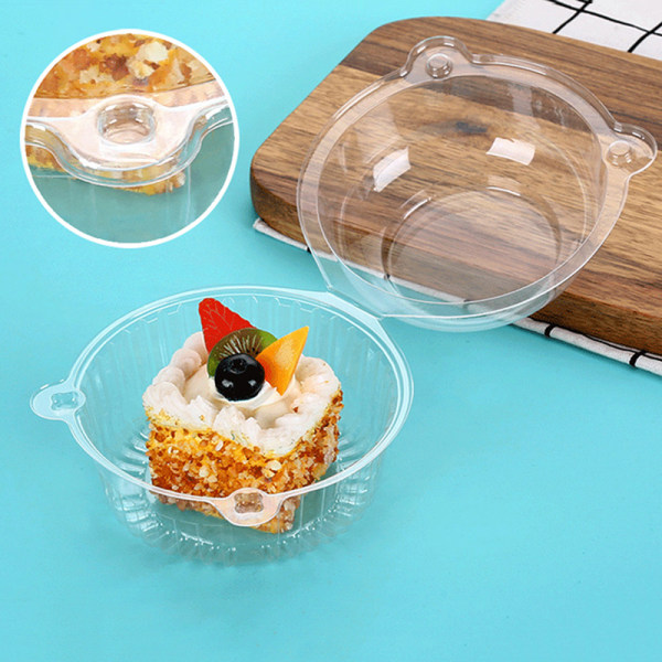 10 stk e Rundt kattehode Cupcake Holder Klar plastkuppelmuffin