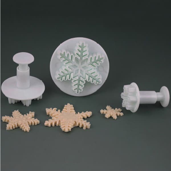 XMAS 3stk Snowflake Fondant Cake Decorating Sugarcraft ter Plun