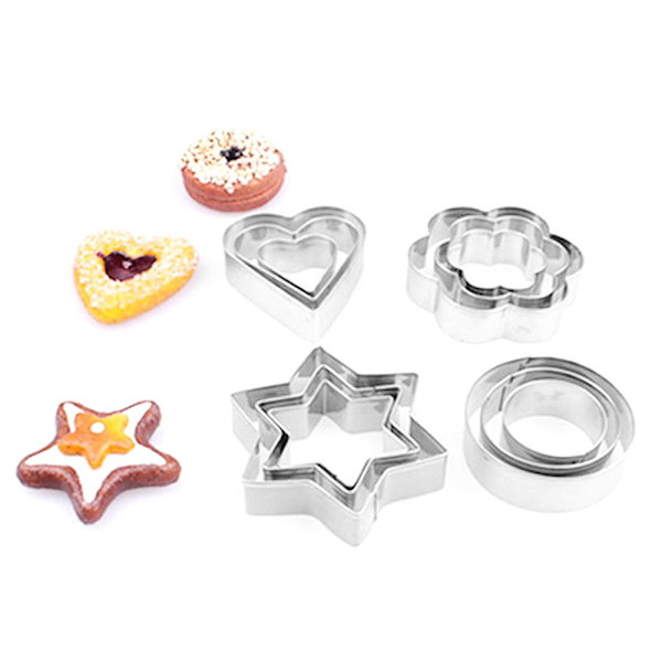 12 st Cookie Biscuit ters Rund stjärna Hjärta Blomform Molds D