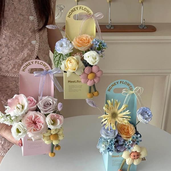 1/5 st handgjord blomsterarrangemangslåda Värmeguld presentförpackning DIY P White