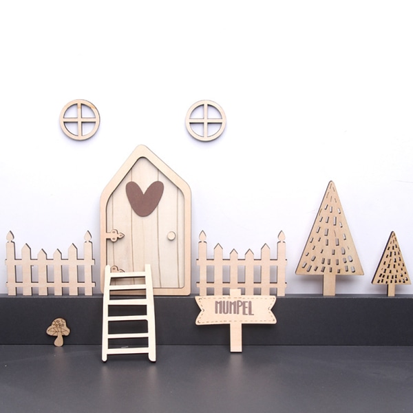 1/12 Dollhouse Fairy Door Set Nukkekodin Minihuonekalut Decorati