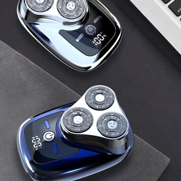 Treblads elektrisk barbermaskin med digital skjerm USB-lading Light blue