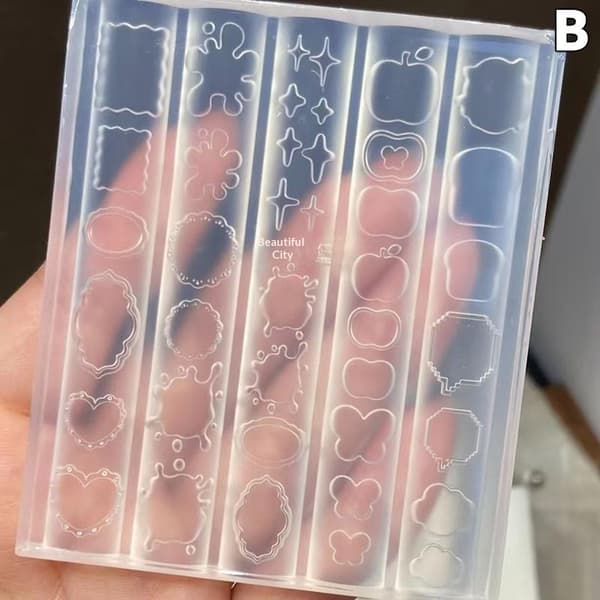 Bilderamme Sommerfugl Hjerte Stjerne Utskjæring 3D Neglekunst Silikon Set
