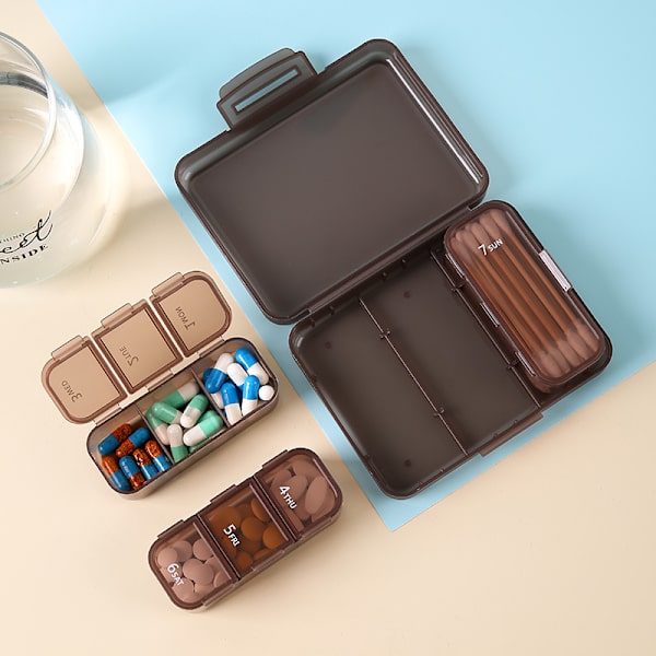 Bärbart case av plast Resor en veckas packfack Brown