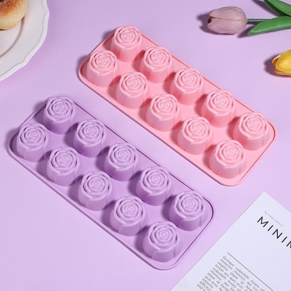 10-hulls silikon rose kakeform nonstick bakeform for DIY S Purple