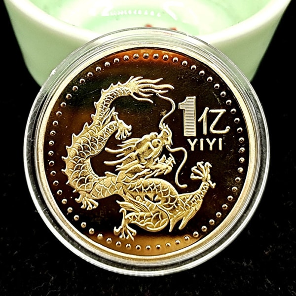 1 STK 2024 Year Of The Dragon Erindringsmønt Zodiac Souveni Gold