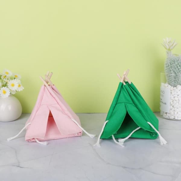 1 stk. 1:12 skala dukkehus mini camping lærredstelt model til Ph Beige