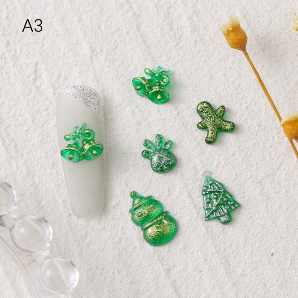 50 st Resin e Colorful Glitter Mini Crystal Christmas Tree Gem A6