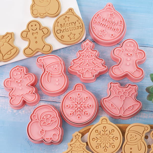 8stk 3D julekake ters Kjeksform kakeform Stempel B