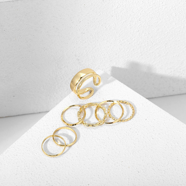7 kpl / set set naisille Vintage Geometrinen ontto sormus Fash Gold
