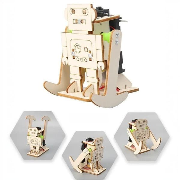 1 sæt DIY trægående robotmodelsæt til børn pædagogisk STE