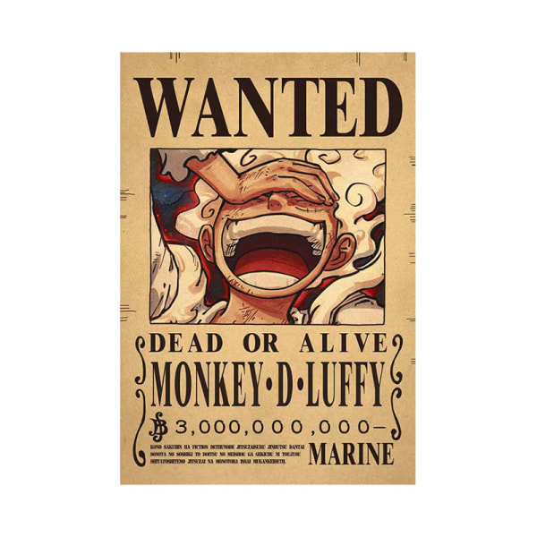 Anime Luffy Wanted Bounty Kraft Paper Poster Dekorative Paintin A50