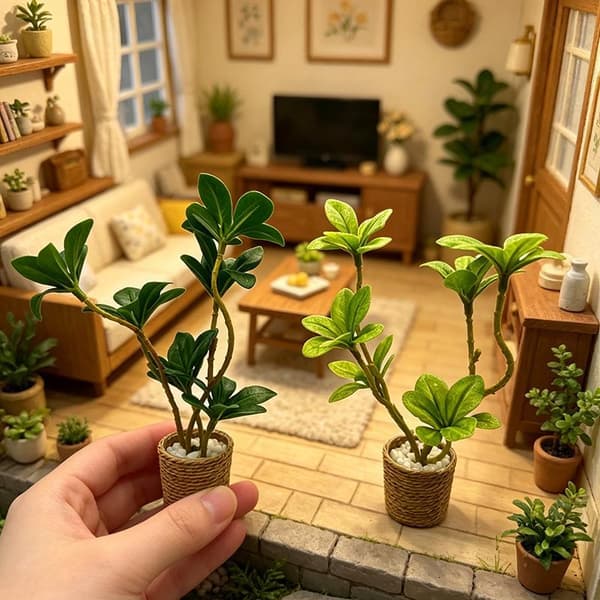 1 stk. 1/6 skala dukkehus grøn pottebonsai mini fehave A1