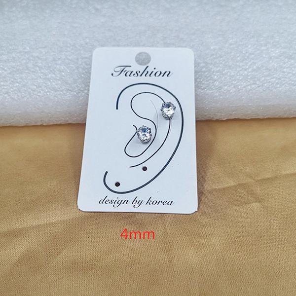 Crystal Magnetic Ear Stud Øreringe Zircon Magnet Øreringe 1pair 4mm