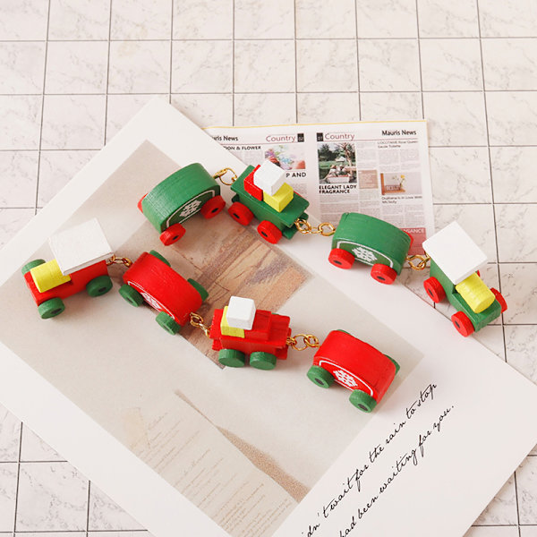 1:12 Dockhus Miniatyr Jul Snowflake Tågvagnar Till Green