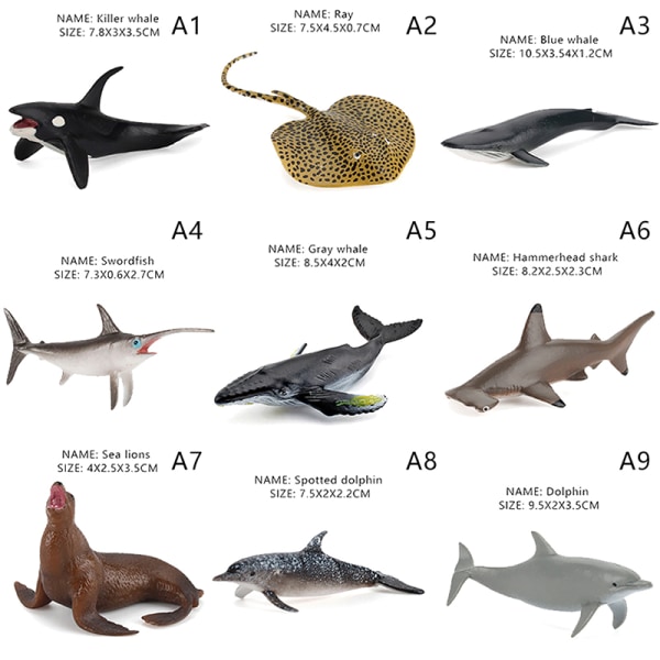 Simulering Marine Life Action Figurer Ocean Animal Model Educat A20