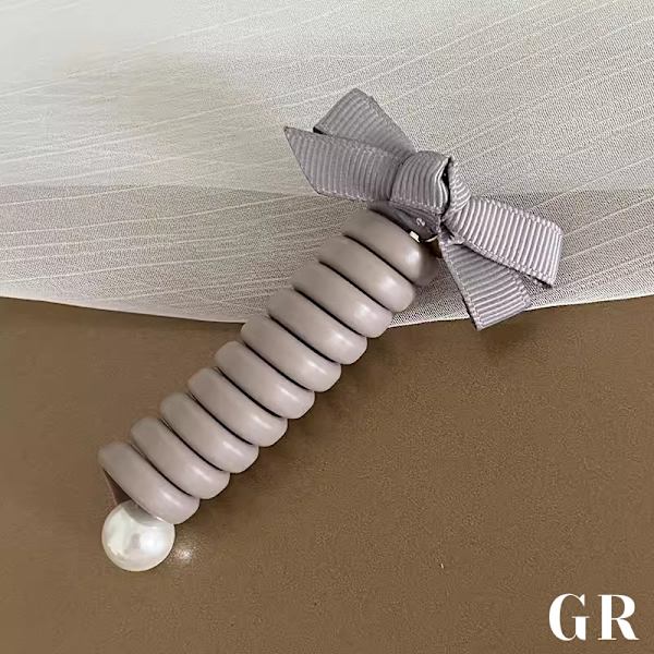 Bowknot-punotut puhelinlangalliset hiusnauhat Gray