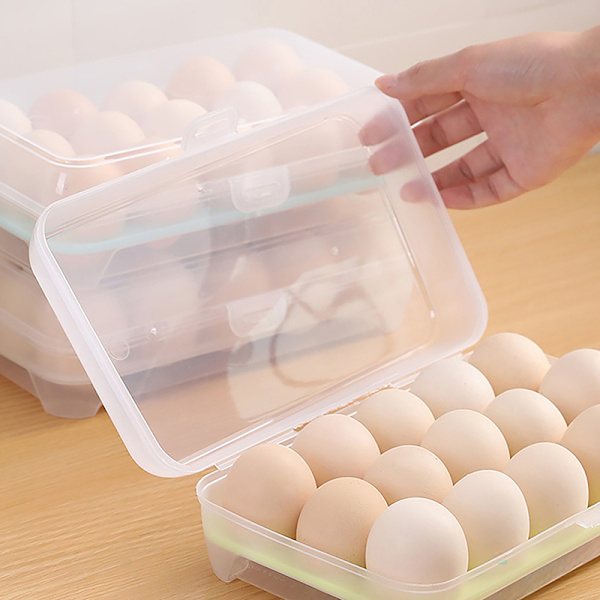15 Grids Egg Oppbevaringsboks Egg Kartong PP Case Egg Box Tray Blue