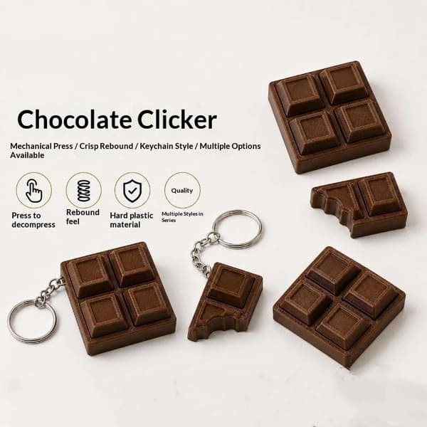 3D-printede dessertformede fidget-klikkleker som gir tilfredsstillende klikk A17