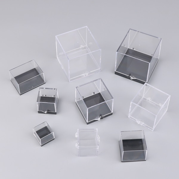 1 stk. Oppbevaringsbokslokk Gemstone Display Mynt Clear Container Spes A3
