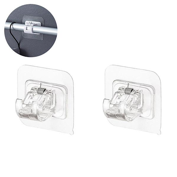 Justerbar gardinstångshållare Clip Självhäftande klämkrok Wal 2PCS