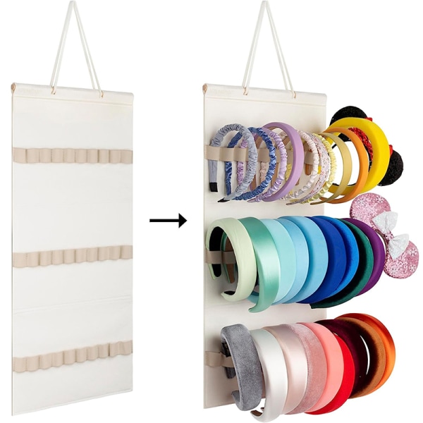 Pandebånd Holder Hår sløjfer Organizer Display Opbevaringsvæg Hangin White 40 grids