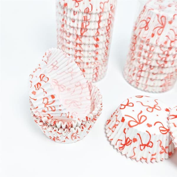 100 STK Sløjfe Kagekopper Cupcakeforme Cupcakeholder Papirbagning Orange