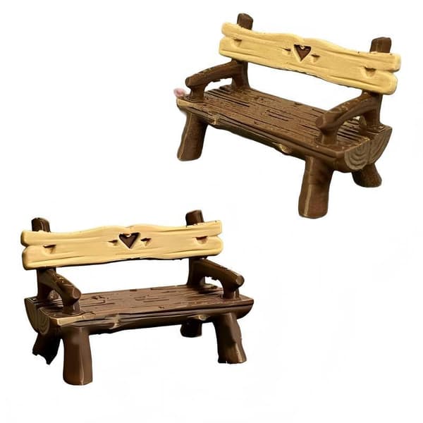 2 stk 1/12 dukkehusbenk Mini parkstol hagepynt mikro 2Pcs
