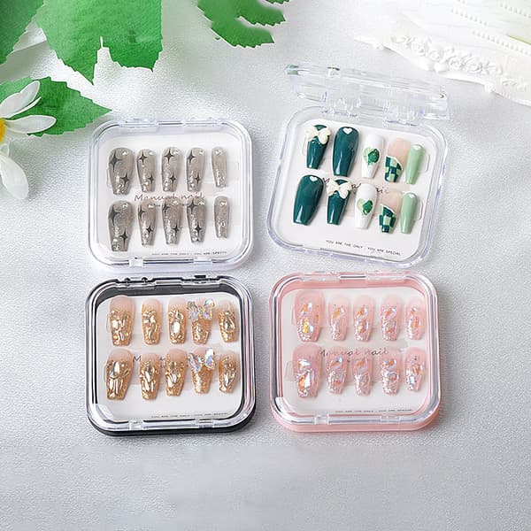 Akryl False Nail Storage Box Smycken Presentbox för DIY Press-o Transparent
