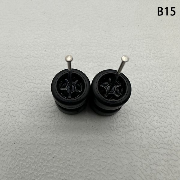 1 sæt 1/64 model bilhjul med gummidæk Modificerede dele Ve B15 5Claws Black