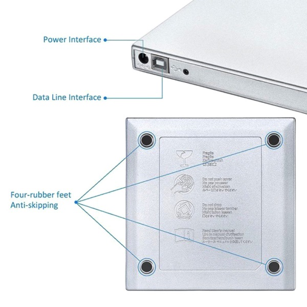 Professionelt eksternt DVD-drev Slankt lavstøj eksternt DVD Pla