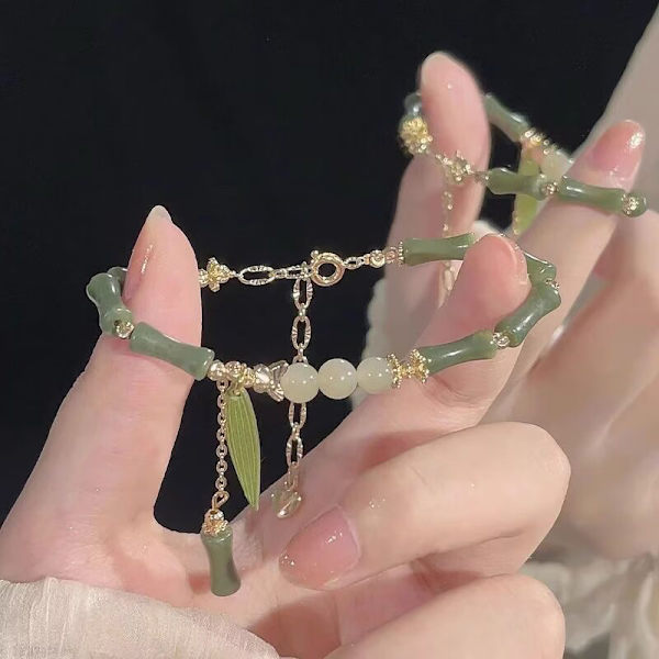Style Retro Bamboo Beaded rannekoru Yksinkertainen muoti Leaf Rannekoru