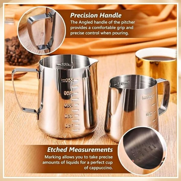 Mjölkskummare i rostfritt stål Kaffe Latte Art Kopp Mått Pitcher 350ml