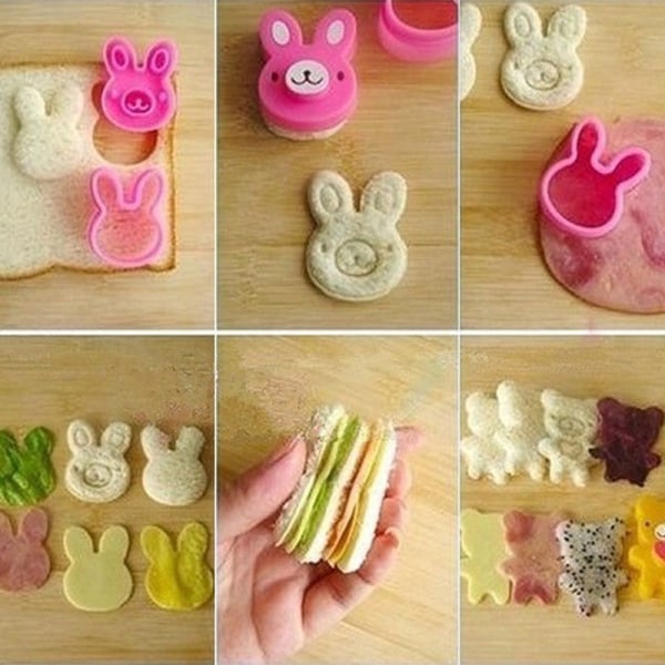 3 kpl Sandwich Crust ter Cookie Mold Bento Maker Panda F