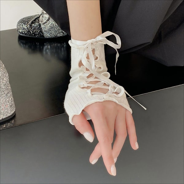 1 Pari Lolita Style Tee-se-itse pitsit röyhelöt Käsineet Makea Gothic Fing A2