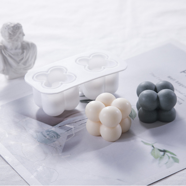 Ny 3D Cube Candle Form DIY Rund Cube Candle Form 3D Silikone A
