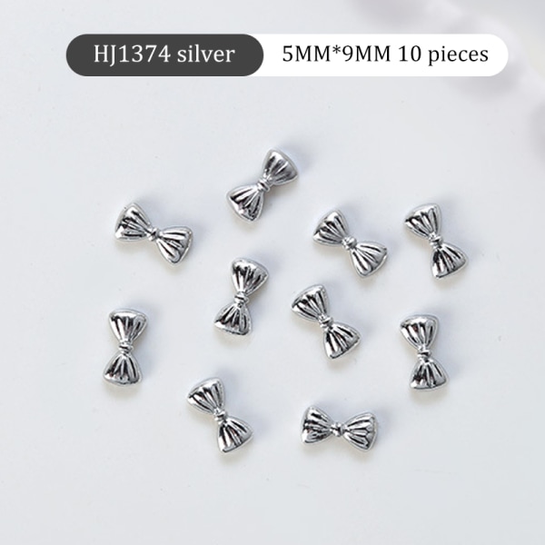 10 st 3D mini metallband Bowknot Nail Art Pearl Rhinestones D HJ1374